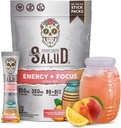 Salud 2in-1 Energy Drink Toz + Focus, Peach Lemonade, Organik Caffeine, B6 + B12, Theanine, Clean Energy Drink Packets, Agua Fresca Mix, Non-GMO, Gluten Free, Vegan, 1g of Sugar, (15 hizmet)