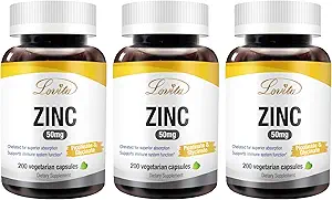 LOVITA çinko 50 mg | Potent Highly-Absorbed Chelated çinko Supplements, Picolinate & Bisglycinate | Vegan, Gluten Free, non-GMO | For Immune, Antioksi Support & Health Skin | 200 Capsules (Pazarlama)