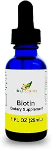 Sıvı Biotin B7 – Yüksek Tahsiyon, Cold-Pressed D-Biotin USP, Vegan, Alkol-Free, Sublingual Drops, No Yapay Flavors, Blue Cobalt Glass Şişe Potency & Length - 1 oz