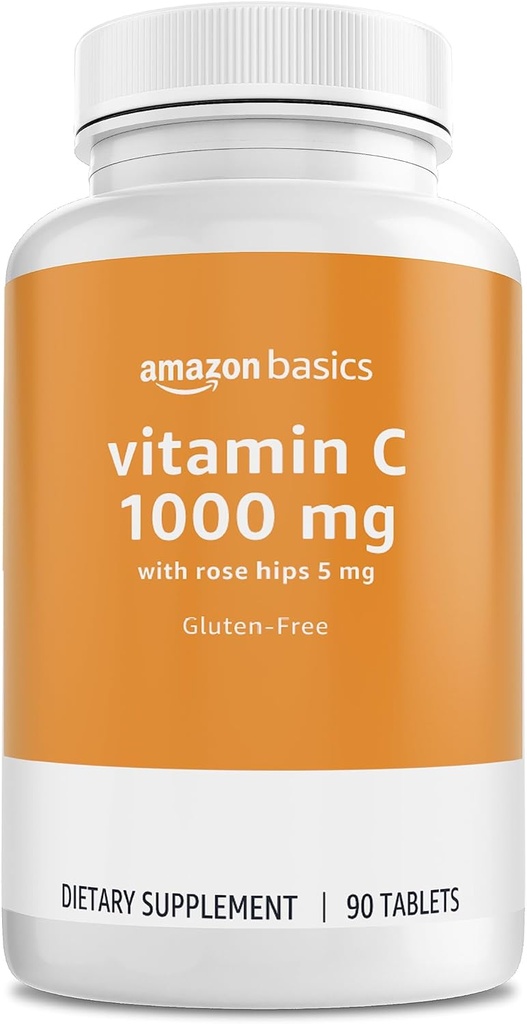 Temeller - C vitamini, Rose Hips 5 mg ile 1000 mg, 90 tablet (1 hizmet başına), Gluten Free