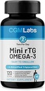 RTG Omega 3 συμπλήρωμα διατροφής ιχθυελαίου - Υψηλή απορρόφηση & γρήγορη δράση, Burpless Fish Oil συμπλήρωμα από Anchovy. εκ νέου εστεροποιημένο Τριγλυκερίδιο w/EPA & DHA (ως rTG) 960mg - 120 Softgels από CGM Labs