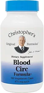 Christopher's Original Formulas Blood Circ Formula Capsules, Herbal Supplement for Cardiovascular & Circulatory Wellness, 100 Capsules