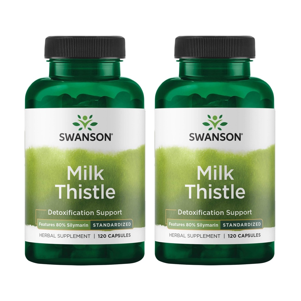 Swanson Süt Butle (Standartized) - Herbal Liver Support Supplement w/% 80 Silymarin - Doğal Formula Genel Sağlık & Wellness - (120 Capsules) (2 Pack)