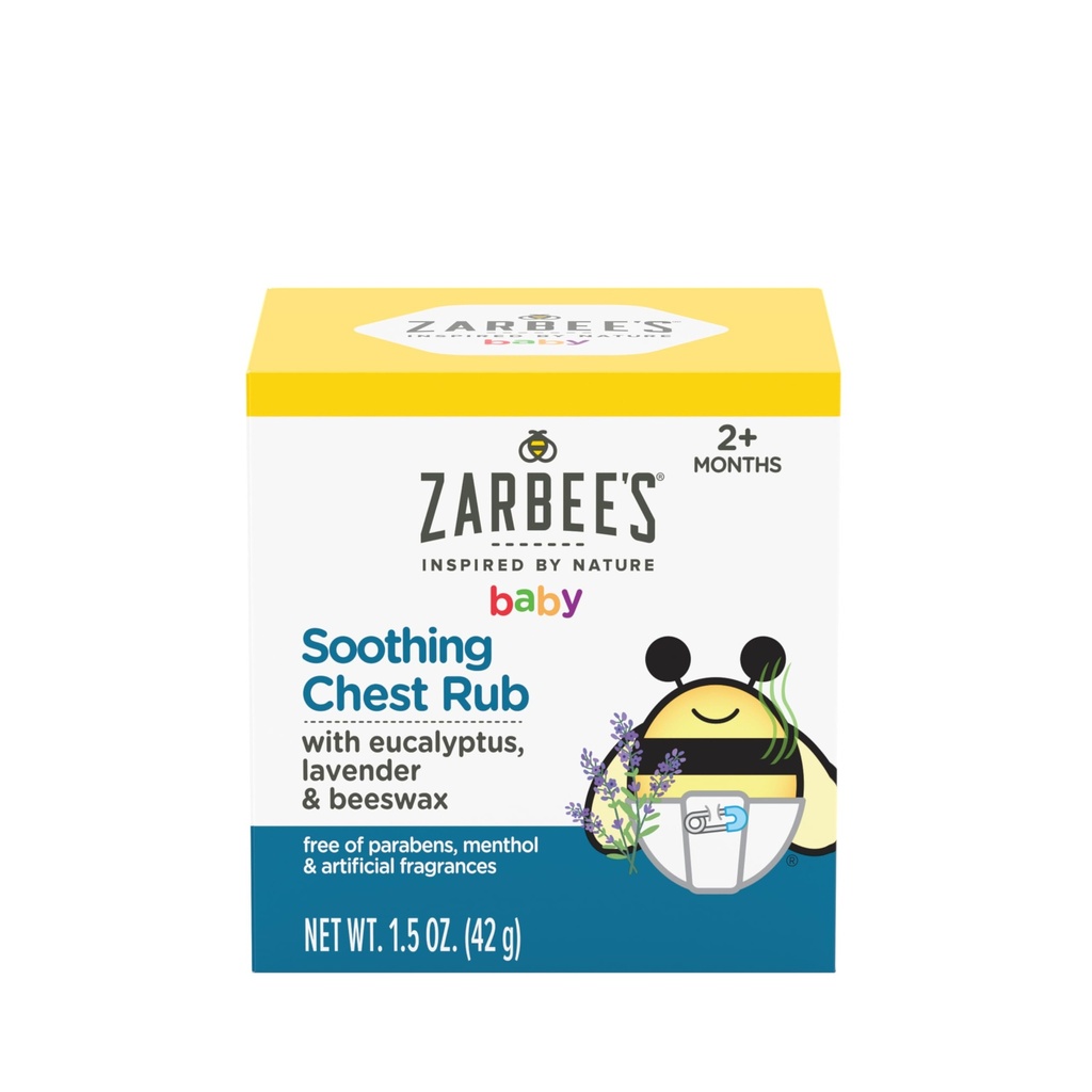 Baby Deothing Chest Rub του Zarbee με ευκάλυπτο & λεβάντα, πετρέλαιο-ελεύθερο ασφαλή και αποτελεσματική Φόρμουλα, 1,5 ουγγιά