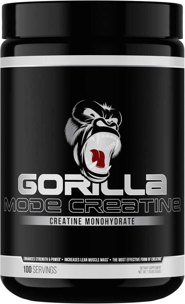 Gorilla Mind Kretine Monohidrat Mikronized Toz, Geliştirilmiş Kas Boyutu, Güç Çıktısı ve Güçlü, Hizmet Için 5 Grams, 100 Hizmet
