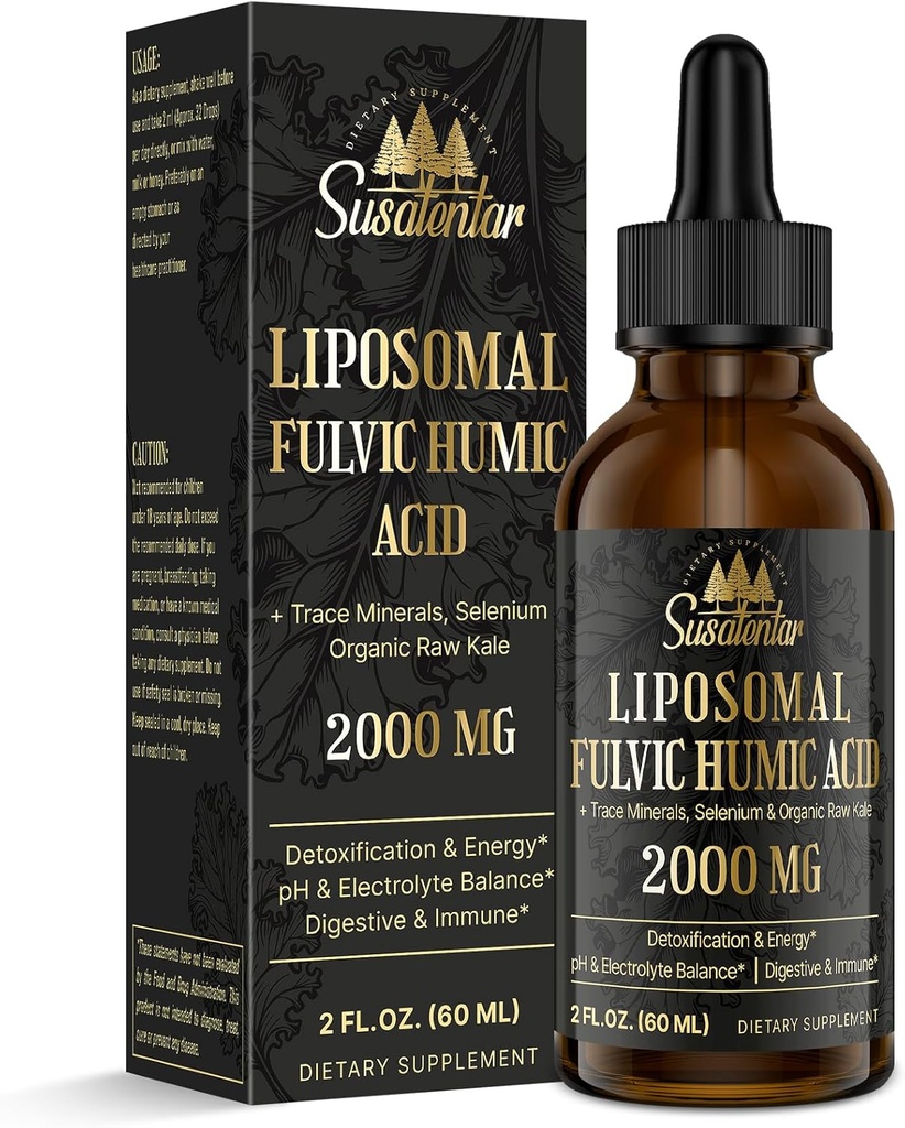 Trace Minerals Electrolytes Drops 2000 MG | Sıvı Liposomal Fulvic Humic Acid Supplement | 85+ Trace Minerals | Hydration | Detoxification | Enerji | pH Denge | Digestion | Immunity | 2 Oz