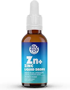 Sıvı çinko Supplement. Immune Support & Skin Care. Ionic & Chelated çinko for Kids & Yetişkinler. 30 Day Supply, Vegan, Organik Glycerin bazlı, Unflavored