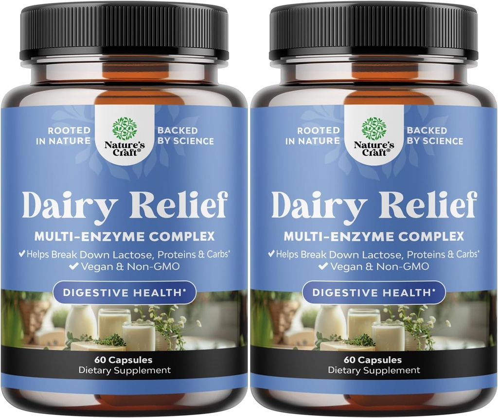 Lactose intolerance Pills 120 Gün Supply - Fast Acting Dairy Digestive Enzymes - Süt Pilleri Digestion, Bloating, Gas and Carb Protein - Lactose intolerance için Tamam