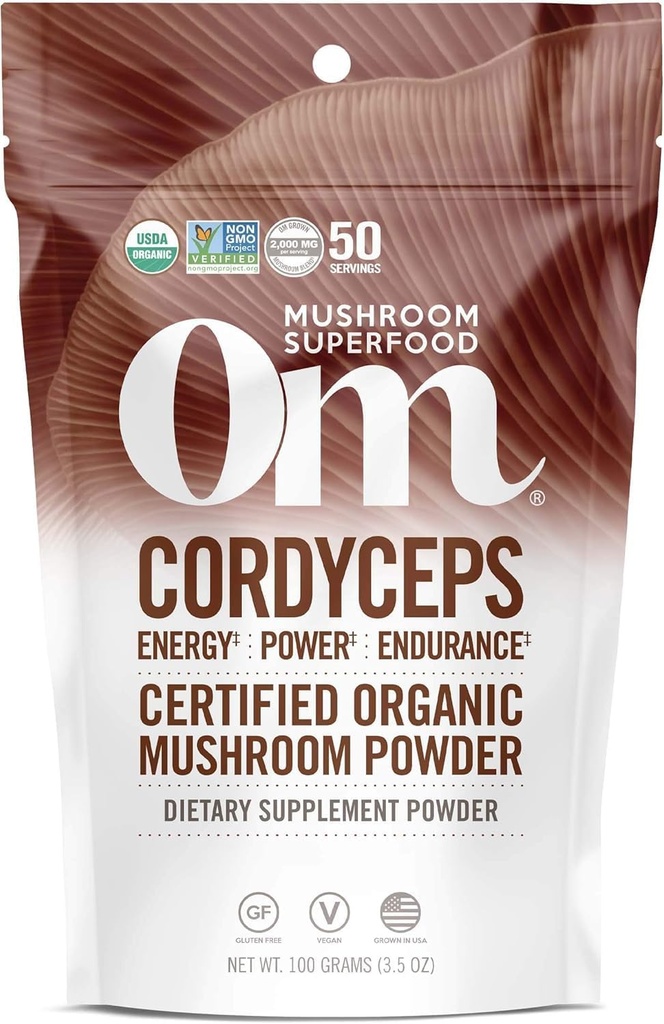 OM MUSHROOM SUPERFOOD Cordyceps Βιολογική σκόνη μανιταριών, 3,5 ουγγιά, 50 υπηρεσίες, ενέργεια, δύναμη, Stamina και υποστήριξη αντοχής, Superfood συμπλήρωμα για την αθλητική απόδοση