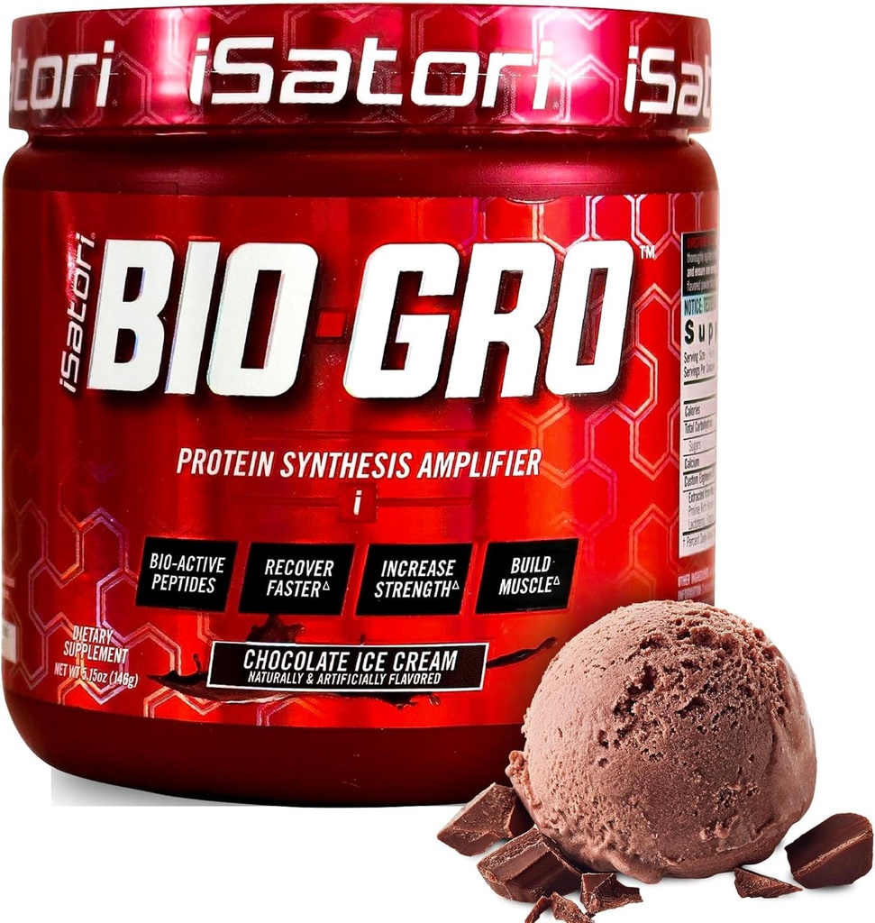 iSatori BIO-GRO Ενισχυτής πρωτεΐνης σύνθεσης, για την αποκατάσταση των μυών & την ανάπτυξη, ενισχυμένη διεγερτικό Δωρεάν προ-εργασία & συμπλήρωμα Κολοσσαίου με Bio-Active Peptides- Σοκολάτα παγωτό (60 σερβιέτες)