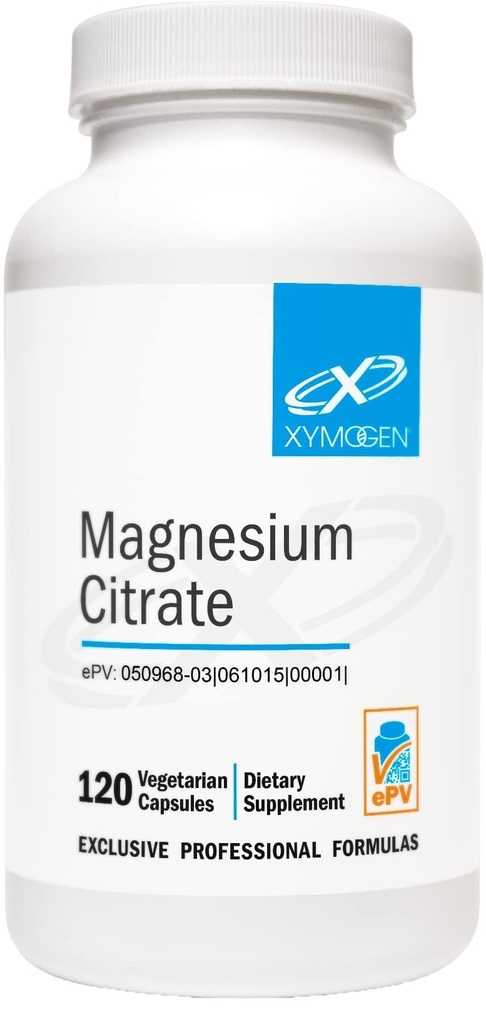 XYMOGEN Magnezyum Citrate Capsules - Vegan Magnezyum Supplement for Women + Men - Regularity, Muscle, Bone + Heart Health Supplements (120 Capsules)