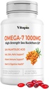 Vitapia Omega 7 Sea Buckthorn Berry Oil 1000mg for Hair, Skin, Nails, Heart Health Support - 34% Palmitoleic Acid & Natural Omega 3 6 9 Fatty Acids Supplement - 120 Capsules, Non-GMO, Gluten-Free
