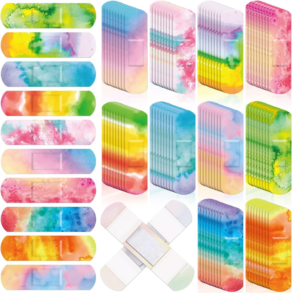 Lounsweer 120 Bilgisayar Çocuk Bantları Bulk Tie Dye Pastel Colored Bandages for Kid Cute Sus Esnek Boya Nefes Alabilir Çocuk Bebek Toddler Cut Yaras Burn, 10 Style (Tie Dye)