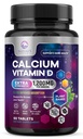 Ασβέστιο 1200 mg με Βιταμίνη D3, Συμπλήρωμα ασβεστίου Βιταμίνες, Οστά, Δόντια & Ανοσοποιητική Υγεία Υποστήριξη, Συμπληρώματα ασβεστίου με D για γυναίκες & άνδρες, Απορροφήσιμο Ασβέστιο Ανθρακικό - 60 δισκία