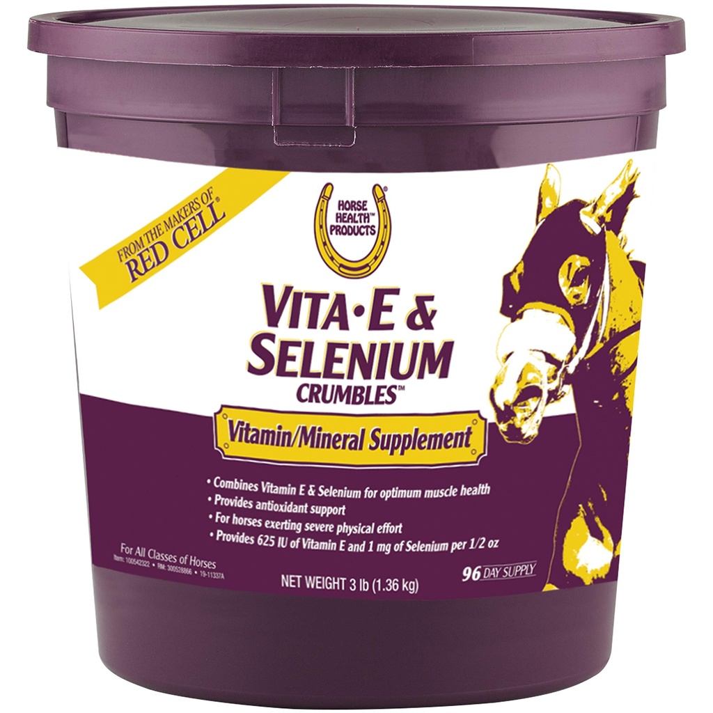 At Health Vita E & Selenium Crumbles Horse Vitamin Supplement, Supports Optimal Kas Health & antioksidan Support, 3 lbs., 96 Day Supply