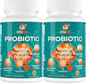 Probiotics for Women & Men - 300 Billion CFU, 24 Strains Probiotic + 15 Βιολογικά Βότανα Prebiotics Blend, για τη συνολική Digestive Gut Υγεία, ανοσοποίηση, δυσκοιλιότητα & Bloating, Ράφι Σταθερή - 4 Μήνες Προμήθεια