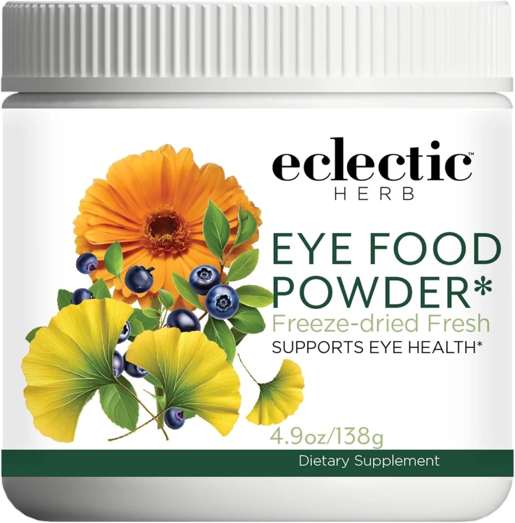 Eclectic Herb - Eye Food Toz | Vizyon Desteği, Superfood Vitamin ve Mineral Supplement | Destekler Göz Sağlığı | Bilberry + Gingko | Freeze pet, Organic, Vegan, Non-GMO (4.9 oz | 138 g)