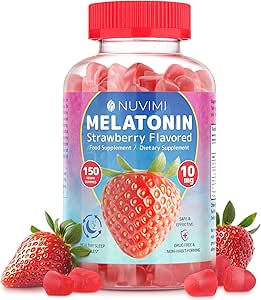 Melatonin Gummies - 10 mg Strawberry Flavored Diyetary Food Supplement to Help Sleep - 150 Vegan Gummies