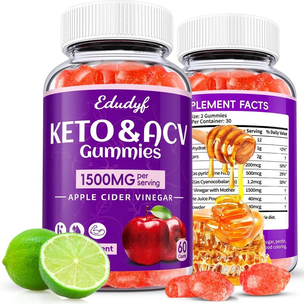 Keto Acv Gummies, Organic Apple Cider Vinegar Gummies, Keto Gummies,Gut Health for Women,Probiotics for Digestive Health,Metabolism,GMO Free & Vegan - 120 Count