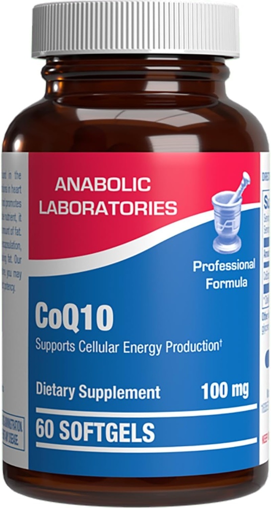 Yüksek Abxia CoQ10 100 mg Softgels - Klinik Formula Coenzyme Q10 100 mg for Skin Heart Energy Antioksi ve Beyin Desteği - Swallow'a Kolay - ABD'de cGMP Olanakları - 60 Hizmetler