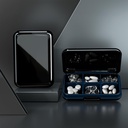 Pill Box Sular Seyahat Pill Case Portable Daily Pill Container Pill Sahibi 6 Vitamin için Kombine Hazırlanan Pocket Compact Medicine Organizer,Fish Oils,Supplements,Medication (Large Black)