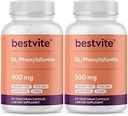 BESTVITE DL-Phenylalanine 500mg (240 Vegetarian Capsules) (2-Pack) - No Stearates - No Fillers - Vegan - Gluten Free - Non GMO