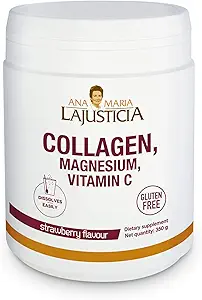 Ana Maria Lajusticia | Hydrolisate Collagen Toz Magnezyum ve C vitamini ile | Sağlıklı Cilt, Nails, Saç ve Ligaments | Doğal Enerji, Strawberry Flavour 350g