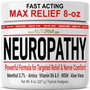 Neuropathy Relief Cream - Fast Active Max Relief for Feet Hands Legs Toes - Ultra Strength Menthol, Arnica, Aloe Vera, MSM, Natural Deathing Nerve Relief - Extra Large 8 oz