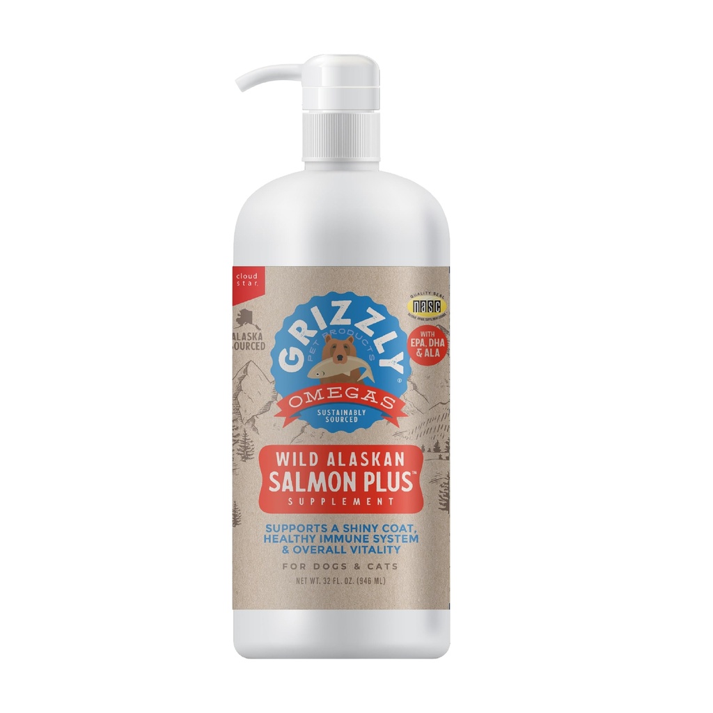 Grizzly Pet Products Salmon Plus Omega 3-6-9 Köpekler ve Kediler için Gıda Supplement, 32 Ounce