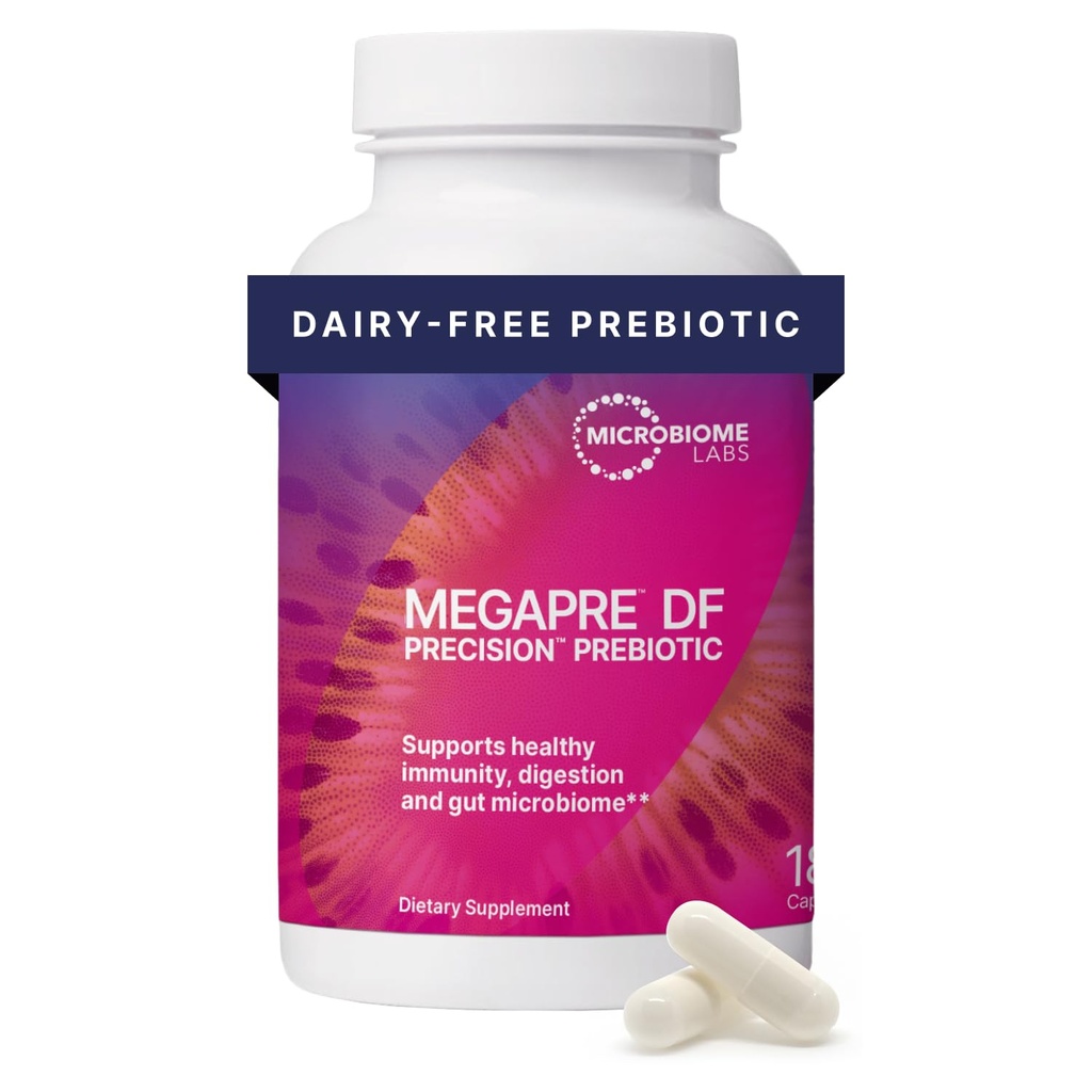Microbiome Labs MegaPre DF - Süt-Free Prebiyotik Fiber Supplement - Kadınlar için Gut Health Prebiyotikler, Erkekler ve Çocuklar 3+ - Microbial Diversity (180 Capsules)