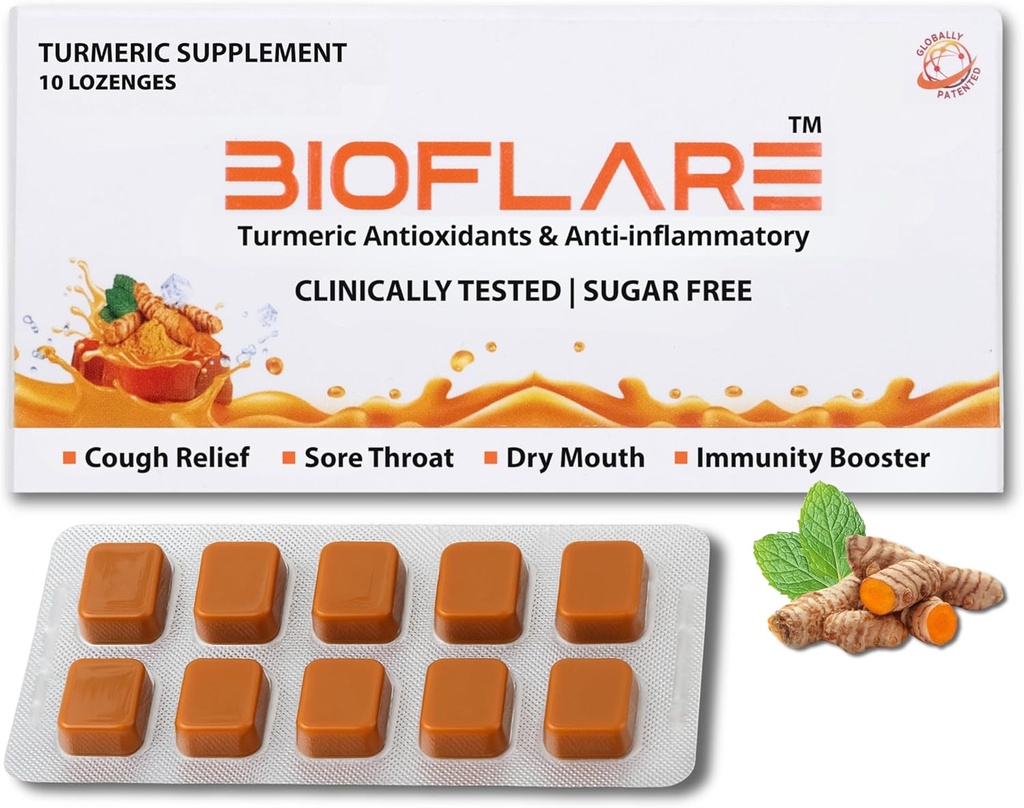 Turmeric Lozenges – Sugar Free Cough Drops for Yetişkinler, Sore Throat Relief & Kuru Mouth Lozenges – Turmeric Curcumin Supplement, Anti Inflammatory Support, Cough Suppressant (10 Count)