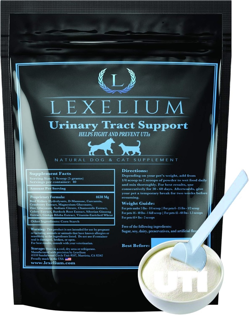 Organik Urinary Tract Enfeksiyon UTI Köpekler ve Kediler için Destek - Cranberry, D Mannose ve Curcumin - Kidney & Bladder Fonksiyonl - Kidney/Bladder Stones - 200 G