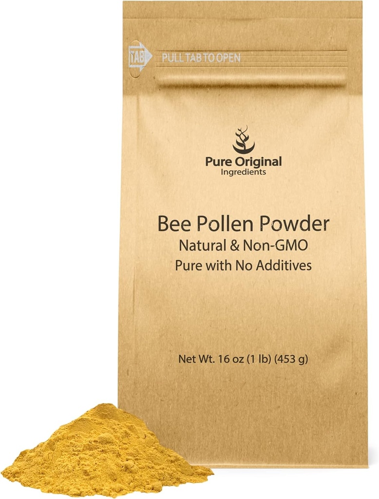 PURE αρχικά ΣΥΣΤΑΤΙΚΑ Μέλισσα σκόνη γύρη, 1 lb, χωρίς πληρώματα, μη αραιωμένο συμπλήρωμα