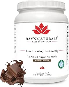 Hay's Naturals LevelUp Whey Protein Tozu - 21g Protein - Ek Olmayan Şeker, Kremy Chocolate Flavor, Kas İnşa Et ve Recover Faster Protein ile Protein