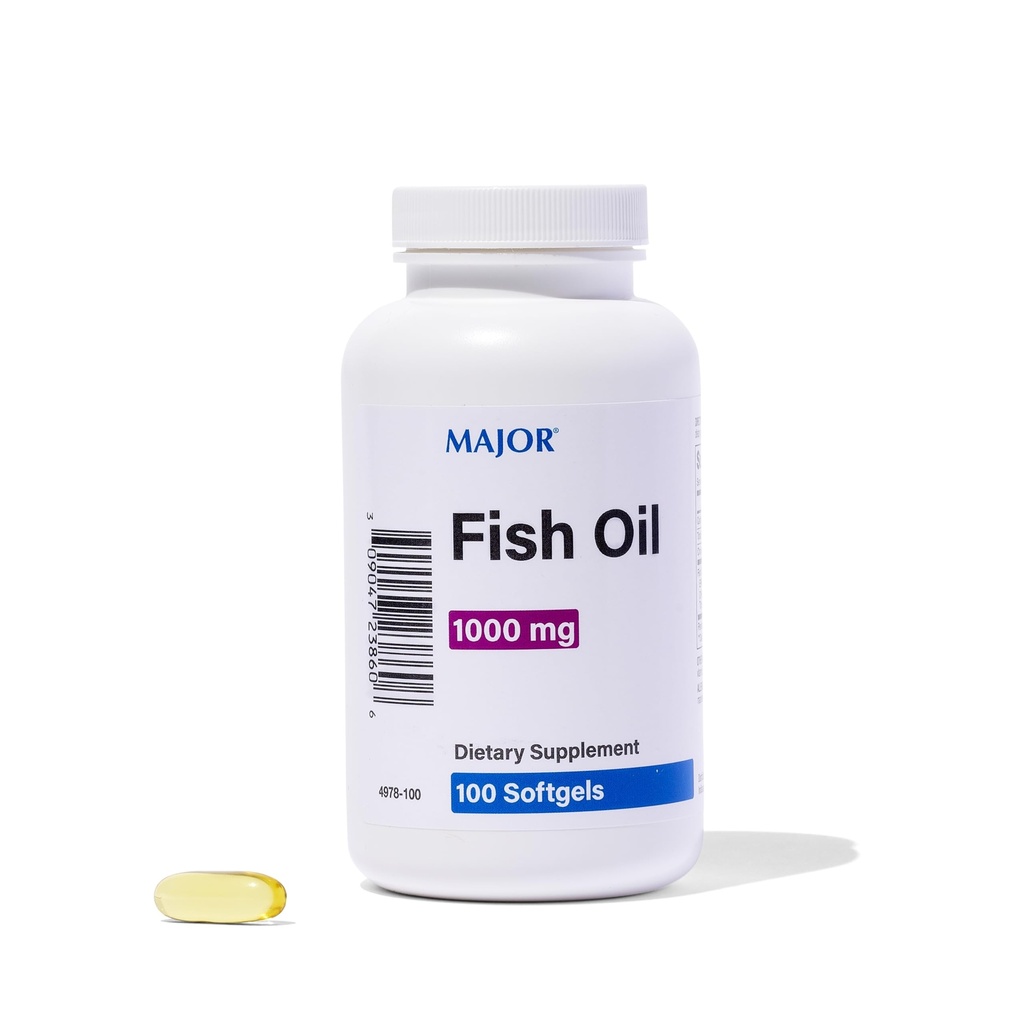 MAJOR Omega-3 Fish Oil - Fish Oil Supplement 1000 mg - 100 Softgels (1-Pack)
