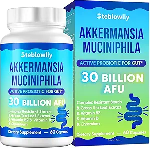 Akkermansia Probiotic, GLP-1, Live Strain Probiotics for Women & Men, GLP 1 Supplement for Gut Health, Digestive, Metabolic*, Immune, with Chromium, Green Tea Leaf, 60 Capsule