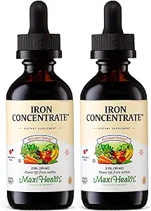 Maxi Health Iron Supplement 15mg Per ML - Enerji ve Kan Seviyelerini Nausea veya Constipation olmadan artırmak - Erkekler için Sıvı Demir Durağı, Kadınlar ve Çocuklar - 2 oz. (2 oz, 2 Pack)