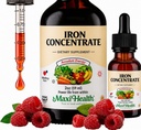 Maxi Health Iron Supplement 15mg Per ML - Enerji ve Kan Seviyelerini Nausea veya Constipation olmadan artırmak - Erkekler için Sıvı Demir Durağı, Kadınlar ve Çocuklar - 2 oz. (2 oz, 2 Pack)