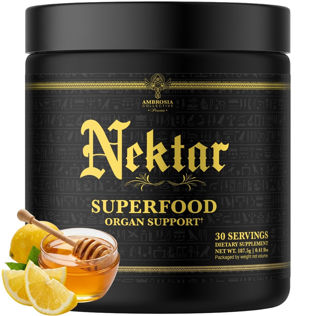 Ambrosia Nektar - Superfood Toz | Tamam Sağlık Supplement | Organ Desteği - Liver, Kidney Health | 30 Hizmet (Honey Lemon)