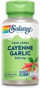 SOLARAY Cayenne σκόρδο 540 mg - Καγιέν πιπέρι και σκόρδο συμπληρώματα με καψαϊκίνη - Προμήθεια 40.000 μονάδες θερμότητας - Μη ΓΤΟ έργο Επαληθευμένο, Vegan, 60-Day εγγύηση - 100 εξυπηρετούν, 100 VegCaps