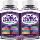 Elderberry Gummies Ανοσολογική Υποστήριξη, Καθημερινή Υποστήριξη για Παιδιά και Ενήλικες*, με Sambucus Elderberry, Ψευδάργυρος, Βιταμίνη C, D3, B6, B12, Plus - Συμπλήρωμα Διατροφής - 140 Count