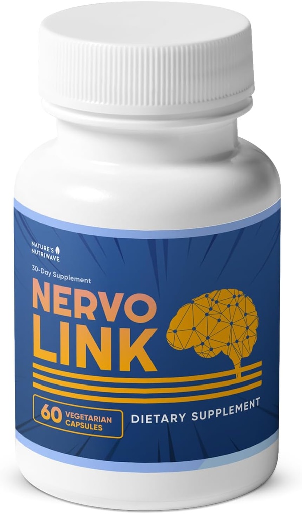 Nervolink - 100% φυσικό συμπλήρωμα για Nerve-Support & Energy Boost, με Reishi, Shiitake, και Mane Μανιτάρια Lion, Made in USA, Non - GMO - 60 κάψουλες, 1 μήνας προσφοράς