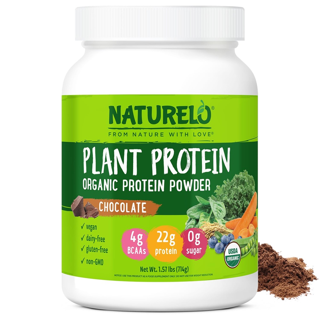NATLO Plant Protein Toz, Çikolata, 22g protein - Non-GMO, Vegan, No Gluten, Süt veya Soy - Yapay Flavors, Sentetik Renklendirme, Preservatifler, veya Katkılar - 20 Hizmetler