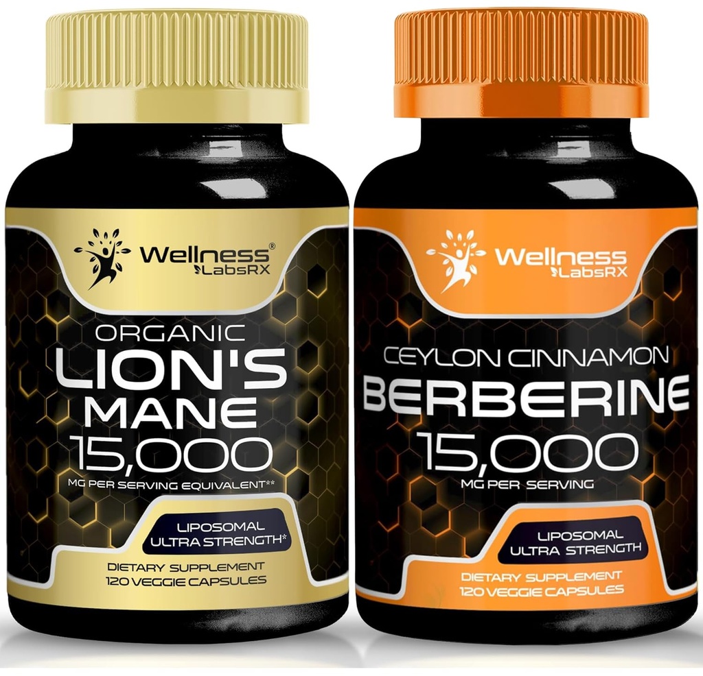 WELLNESS LABSRX Lions Mane Capsules ve Berberine Capsules
