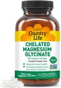 Country Life Chelated Magnesium Glycinate 400mg, 90 Tablets, Certified Gluten Free, Certified Vegan, Certified Halal, Non-GMO Verified