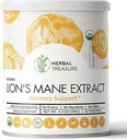 Organik Lions Mane, Non-GMO ve Gluten-Free Lions Mane, Nöronal Büyüme ve Immune System, Mushroom Toz for Memory Support, Concentration, Clarity, Yaratıcılık ve Mood-50 Hizmet