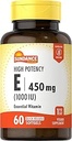 Sundance High Potency E | 450 mg (1000 IU) | 60 Softgels | Essential Vitamin Supplement | Non-GMO ve Gluten Free Formula