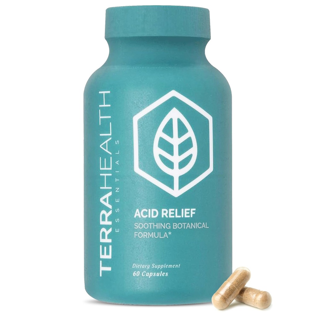 Terra Health Essentials - Asit Relief | All-Do Doğal Asit Reflux Relief, Heartburn, Indigestion Supplement | 30-Day Supply (60 Capsules)