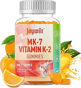 K2 Vitamini MK Gummies 100mcg, Ekstra Güçlü K2 Vitamini Kemik ve He-Art Desteği için Tamamlanmış Doğal Orange Flavor, GMO, Vegan, 60 Gummies 100