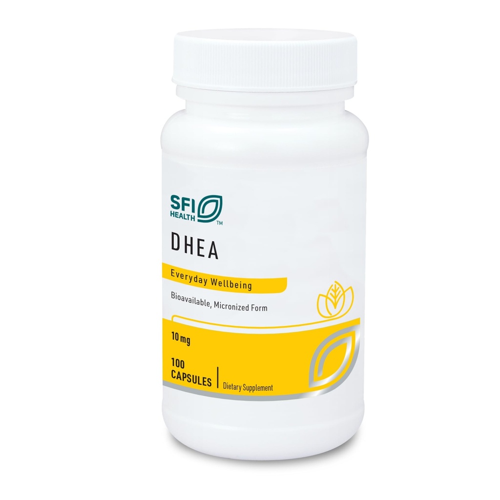 SFI Health Klaire Labs DHEA 10mg - Dehydroepiandrosterone προέρχεται από Wild Yam - Μικρονωμένα για Superior Απορρόφηση - Χωρίς σόγια, Hypoallergenic συμπλήρωμα για άνδρες & γυναίκες (100 κάψουλες)